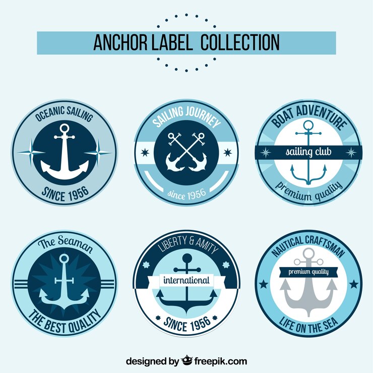 Vecteur gratuit collection élégante d'étiquettes d'ancre