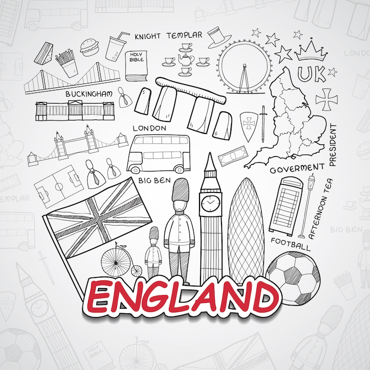 Vecteur gratuit collection d&#39;éléments en angleterre
