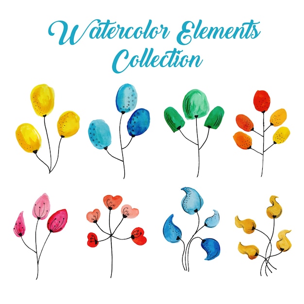 Vecteur gratuit collection d'éléments aquarelle