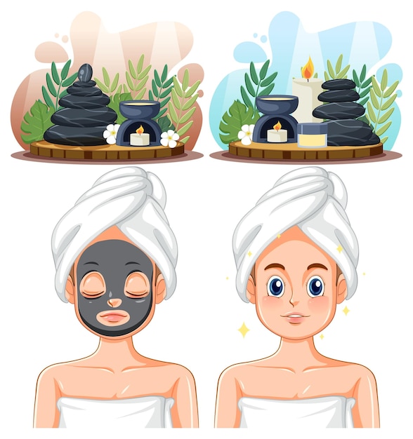 Fille De Bande Dessinée Soin Son Visage Avec Un Masque, Le Visage, La Beauté  Clip Art Libres De Droits, Svg, Vecteurs Et Illustration. Image 69401703