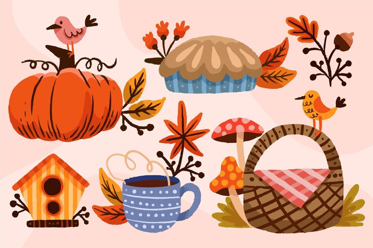 Vecteur gratuit collection d'éléments d'automne dessinés à la main