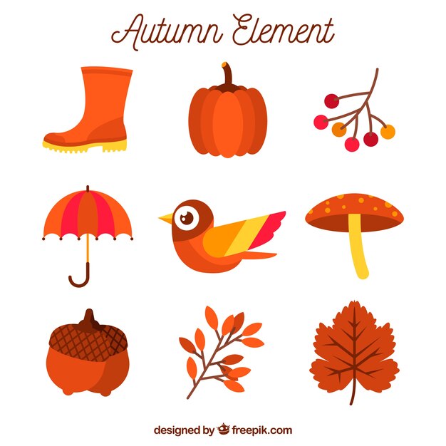 Collection d'éléments d'automne