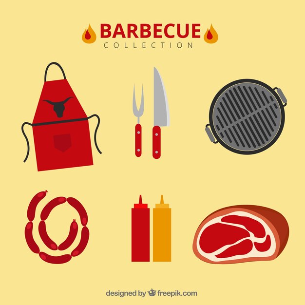 Vecteur gratuit collection d'éléments de barbecue