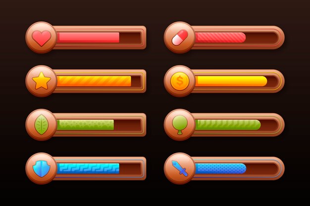 Collection d'éléments de barre de santé de jeu vidéo