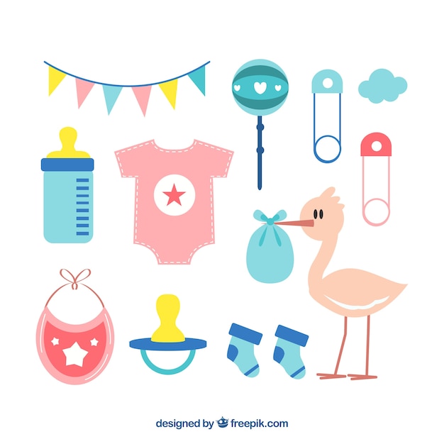 Collection D'éléments De Bébé Dans Un Style Dessiné à La Main