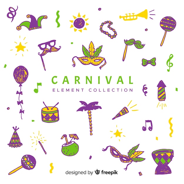 Vecteur gratuit collection d'éléments de carnaval