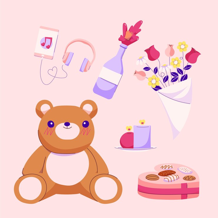 Vecteur gratuit collection d'éléments de célébration de la saint valentin plat