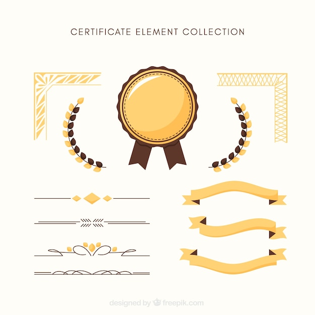 Collection d&#39;éléments de certificat dans le style plat