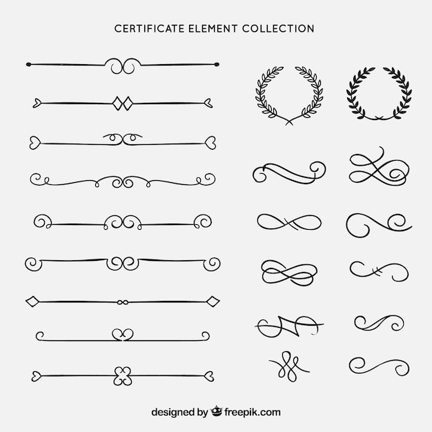 Collection d'éléments de certificat avec des ornements