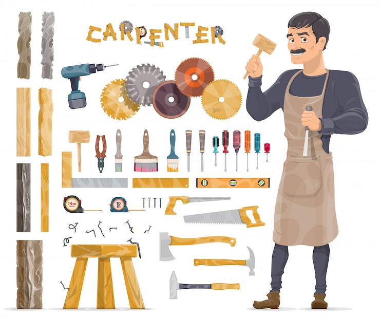 Vecteur gratuit collection d'éléments de charpentier