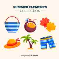 Vecteur gratuit collection d'éléments colorés de l'été