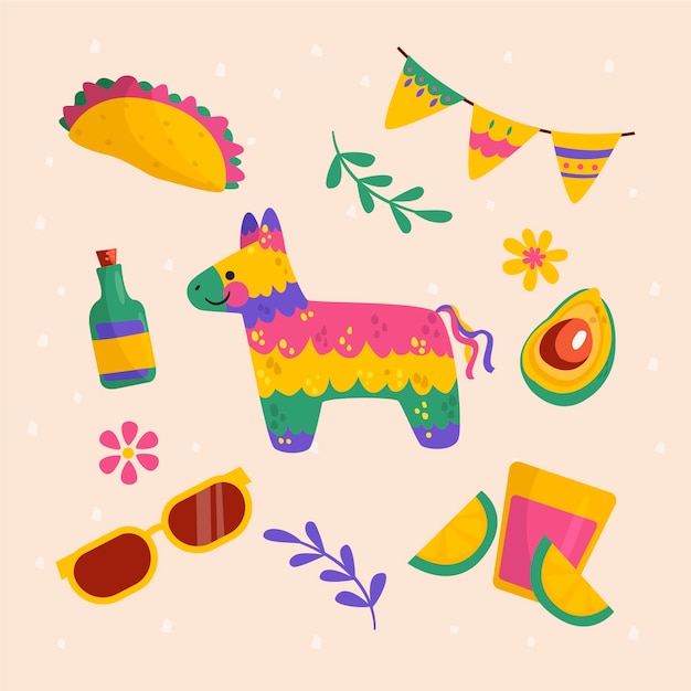 Vecteur gratuit collection d'éléments de conception pour la célébration du cinco de mayo