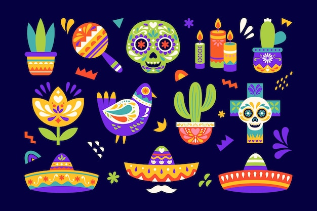 Vecteur gratuit collection d'éléments de conception pour la célébration mexicaine du cinco de mayo