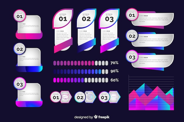 Collection D'éléments De Dégradé D'infographie