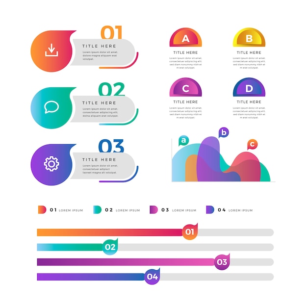 Collection d'éléments de dégradé d'infographie