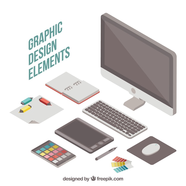 Vecteur gratuit collection d'éléments de design graphique en style isométrique