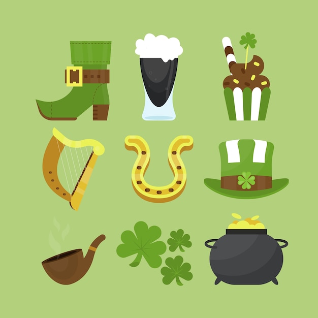 Collection D'éléments De Design Plat St Patricks Day