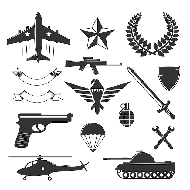 Vecteur gratuit collection d'éléments d'emblème militaire