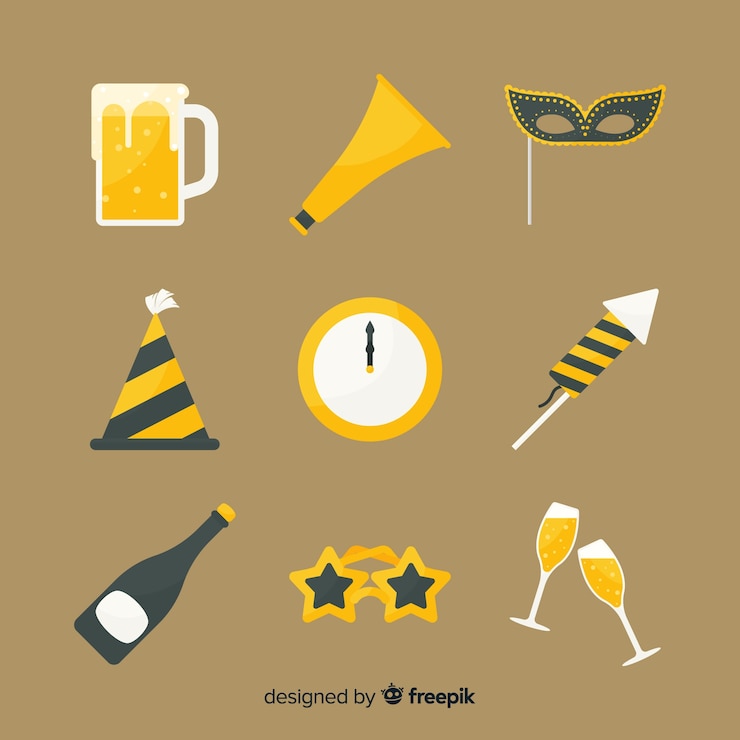 Vecteur gratuit collection d&#39;éléments de fête du nouvel an