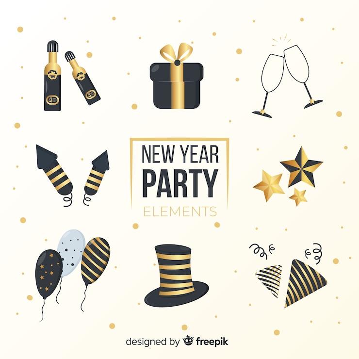 Vecteur gratuit collection d&#39;éléments de fête du nouvel an