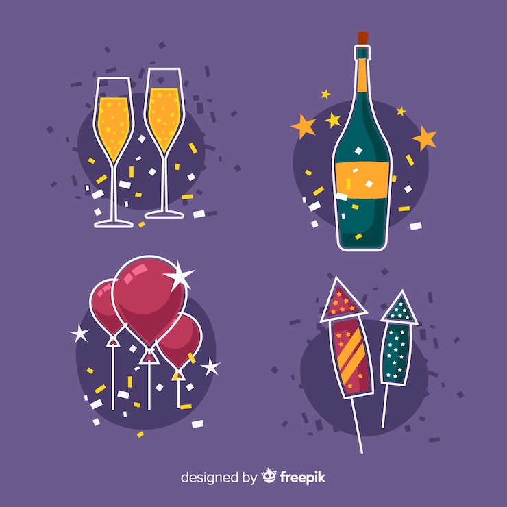 Vecteur gratuit collection d&#39;éléments de fête du nouvel an
