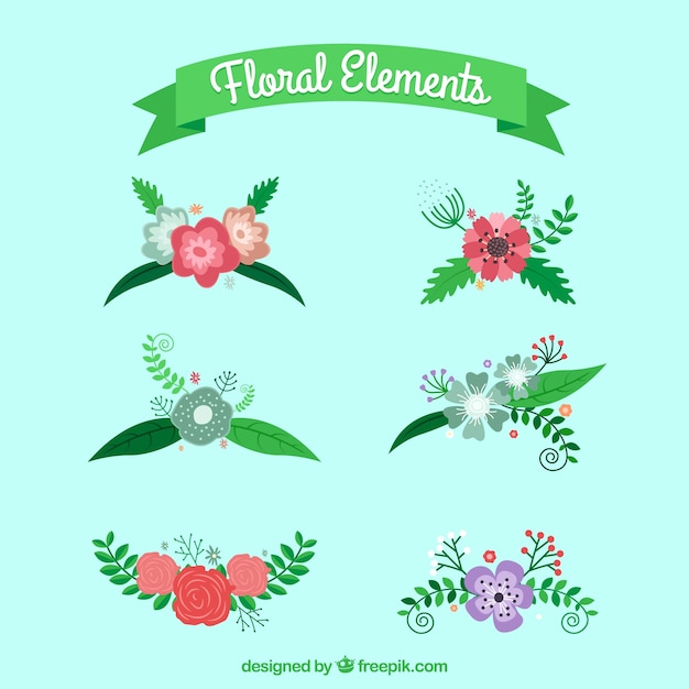 Collection D'éléments Floraux Avec Différentes Espèces