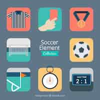 Vecteur gratuit collection d'éléments de football avec équipement