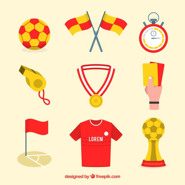 Collection d&#39;éléments de football avec équipement