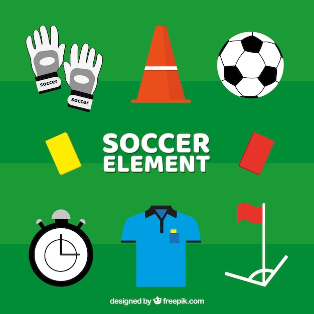 Vecteur gratuit collection d'éléments de football avec équipement