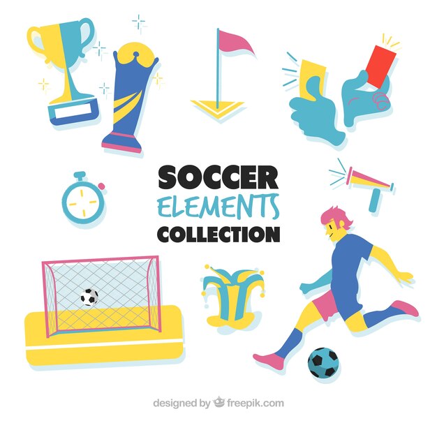 Collection d&#39;éléments de football avec équipement