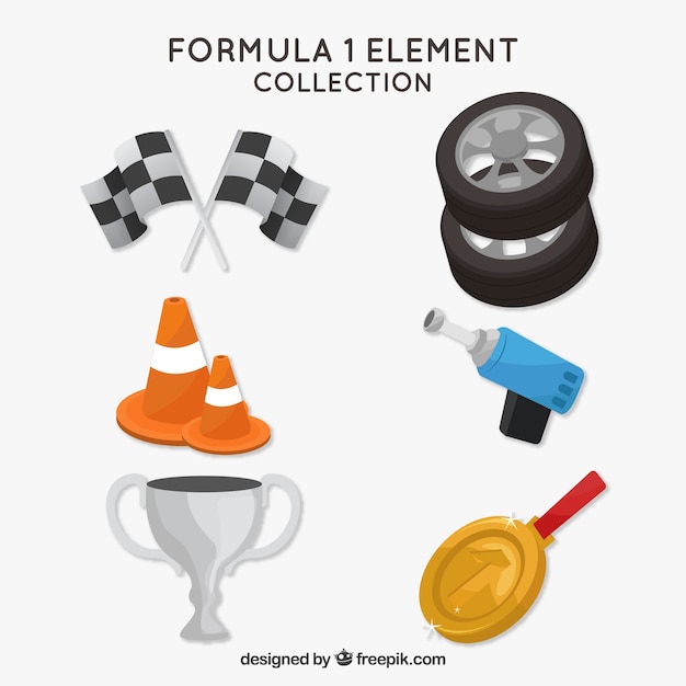 Vecteur gratuit collection d'éléments de formule 1