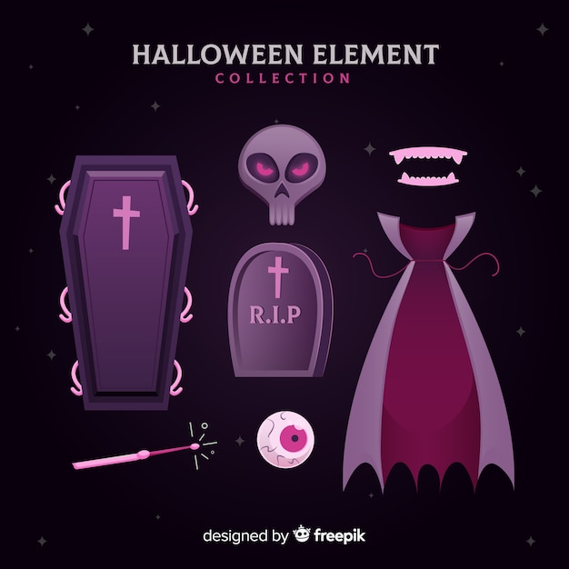 Collection D'éléments D'halloween Au Design Plat