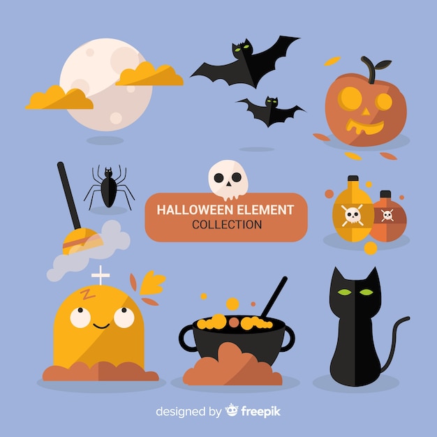 Collection D'éléments D'halloween Au Design Plat