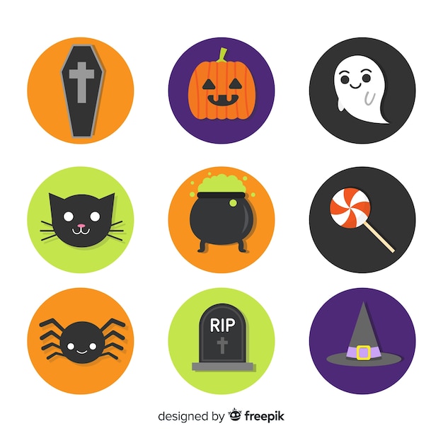 Collection D'éléments D'halloween Au Design Plat