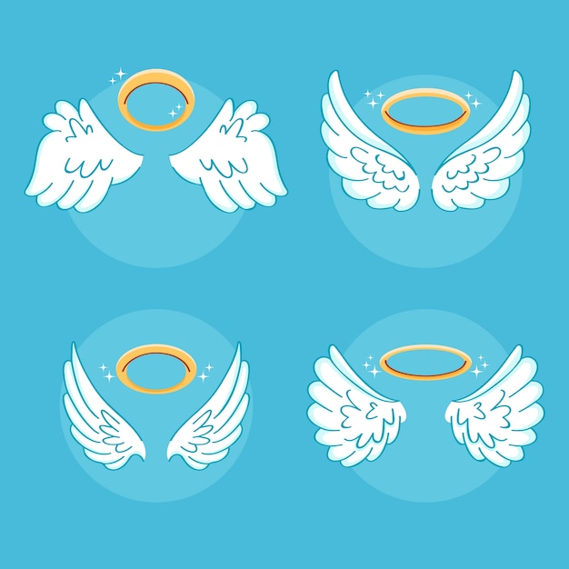 Vecteur gratuit collection d'éléments de halo d'ange dessinés à la main