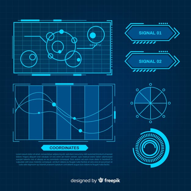 Collection d&#39;éléments d&#39;infographie bleue futuriste