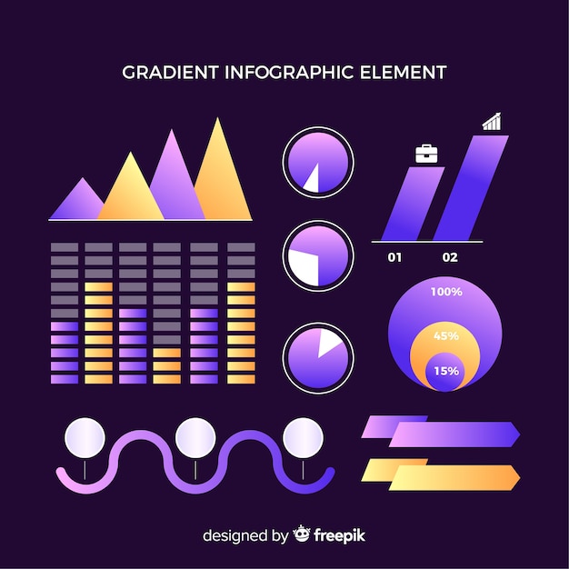 Vecteur gratuit collection d'éléments d'infographie en dégradé