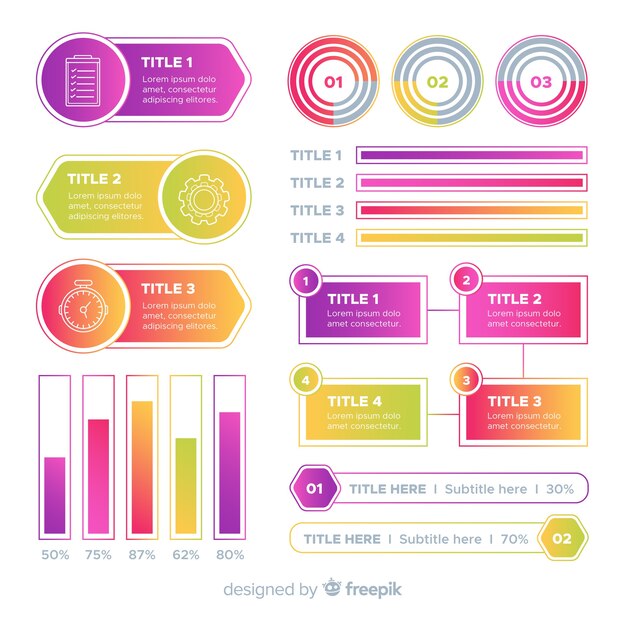 Collection d&#39;éléments d&#39;infographie en dégradé
