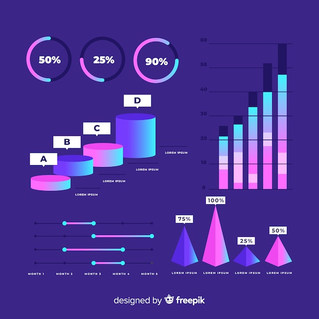 Collection D'éléments D'infographie En Dégradé