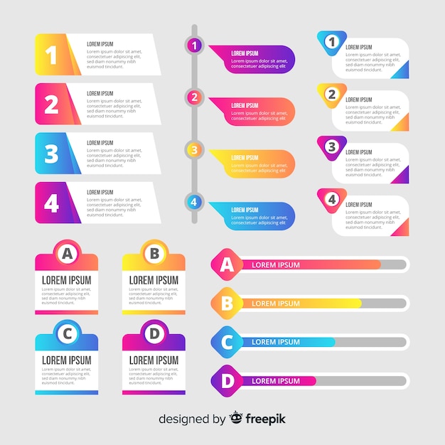 Collection D'éléments D'infographie En Dégradé