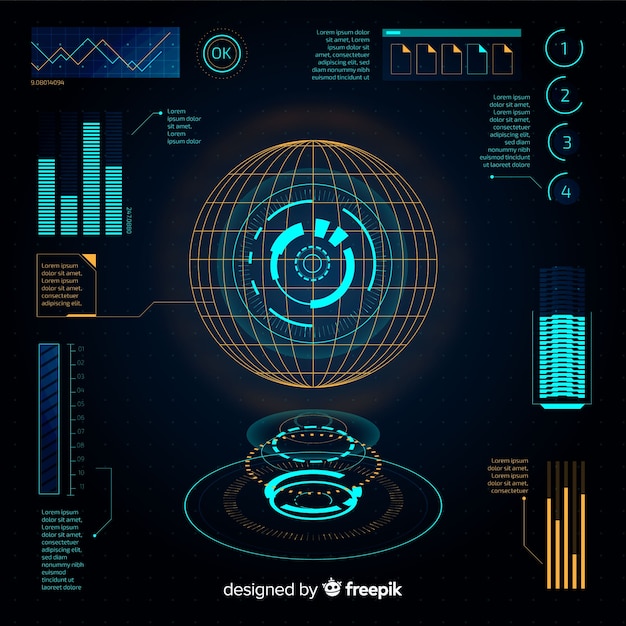 Vecteur gratuit collection d'éléments d'infographie futuriste