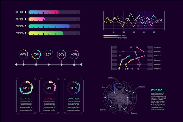 Collection d'éléments d'infographie de tableau de bord