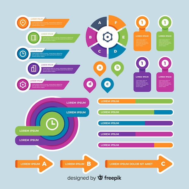 Vecteur gratuit collection d'éléments infographiques au design plat