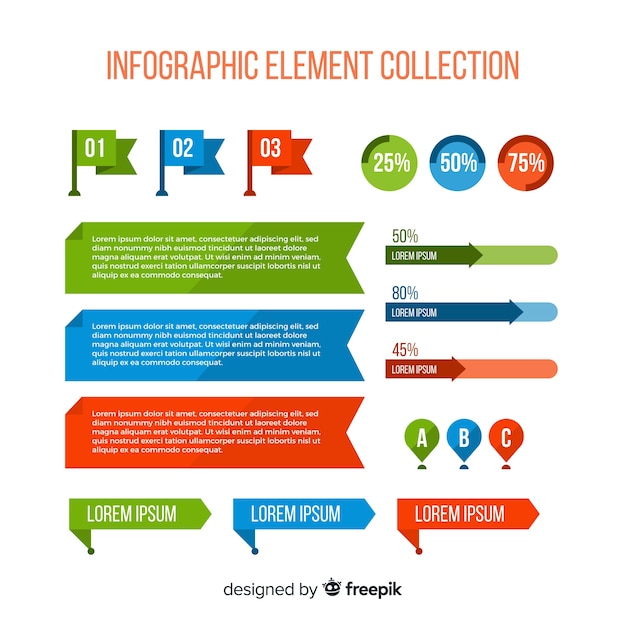 Vecteur gratuit collection d'éléments infographiques colorés avec un design plat