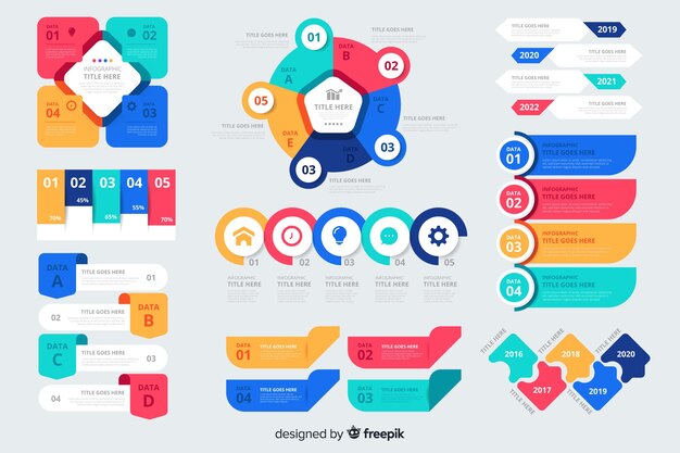 Collection d'éléments infographiques colorés