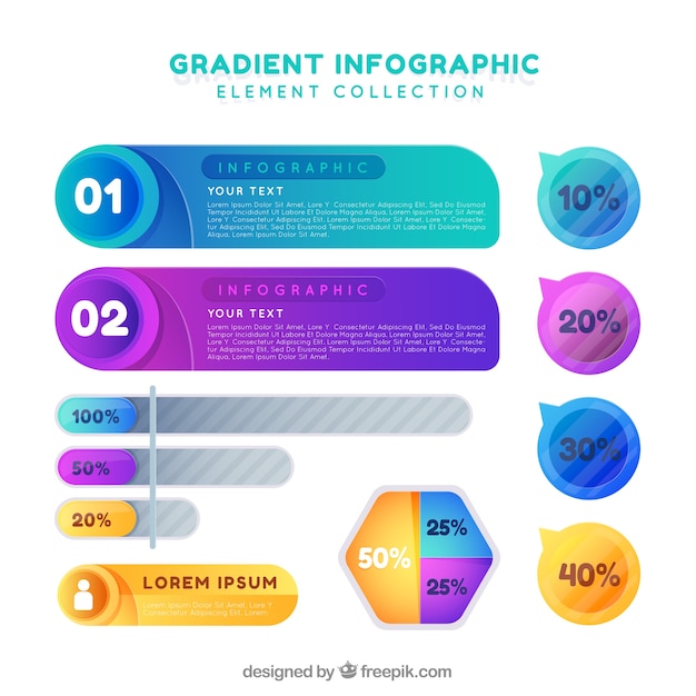 Collection D'éléments Infographiques Avec Des Couleurs Dégradées