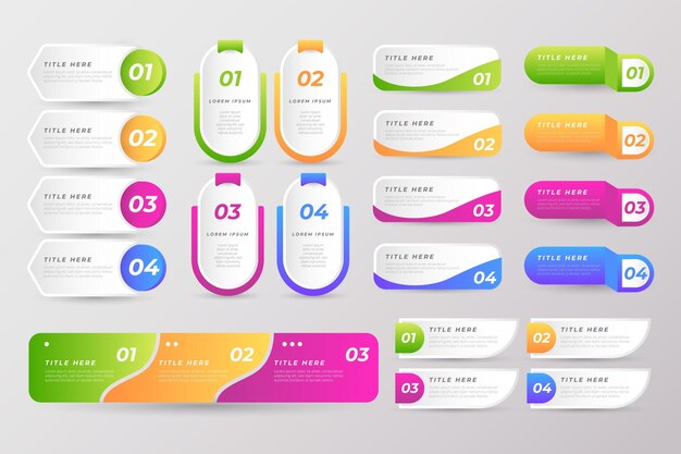 Collection d'éléments infographiques dégradés