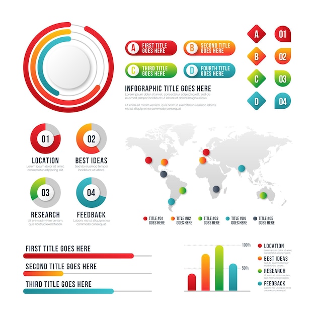 Vecteur gratuit collection d'éléments infographiques dégradés