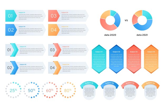 Collection d'éléments infographiques dégradés