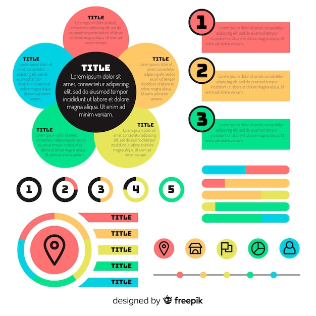 Vecteur gratuit collection d'éléments infographiques design plat